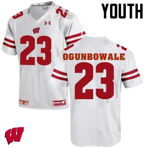 Youth Wisconsin Badgers NCAA #23 Dare Ogunbowale White Authentic Under Armour Stitched College Football Jersey NW31L03PG